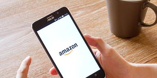 Amazon logo on smartphone